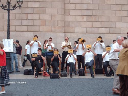 Orchestra playing in St. James Plaza