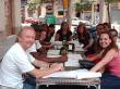 group of Steph's church friends eating together after church